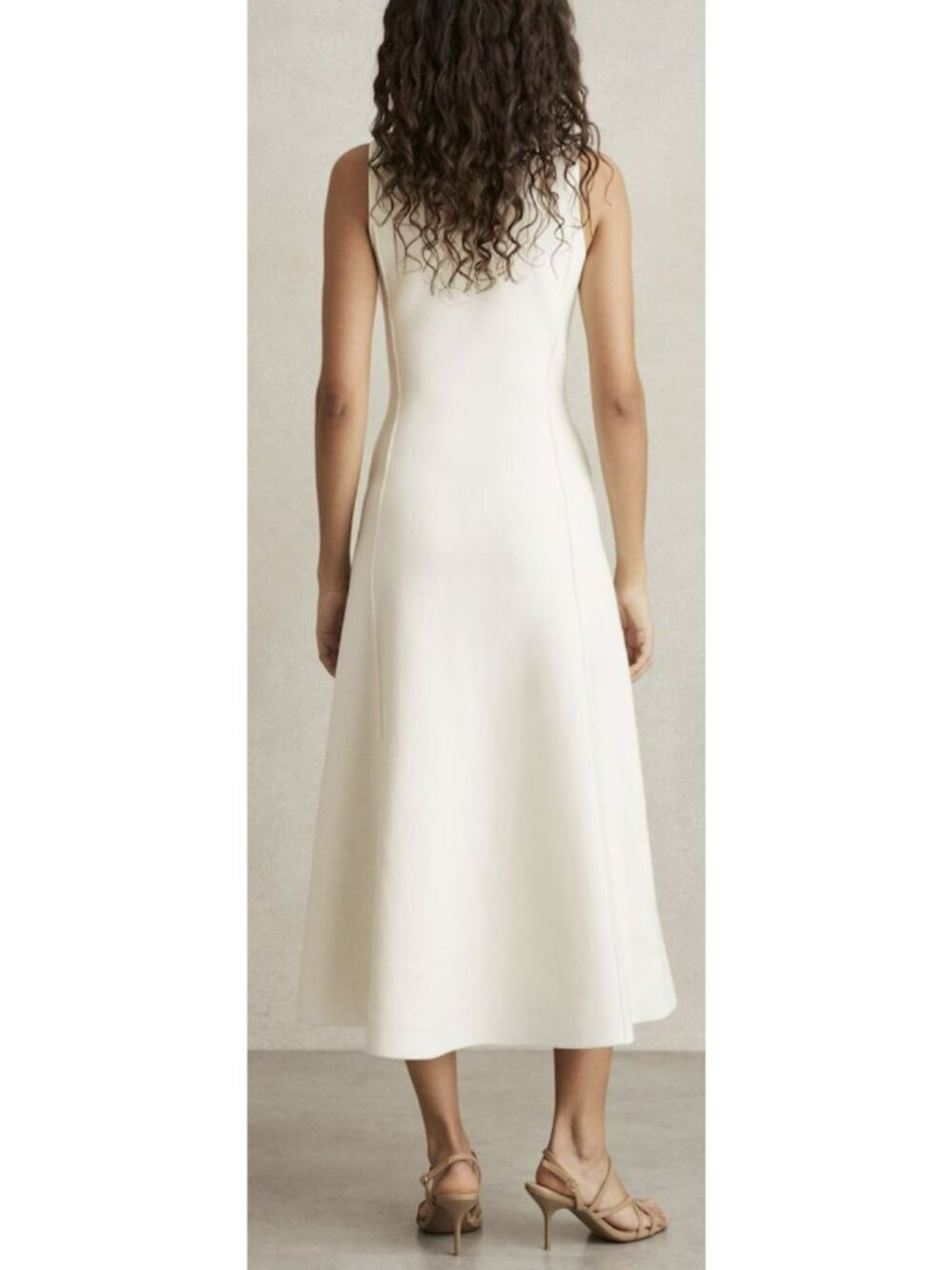 New Reiss Nilo Knitted Midi Dress in Ivory Medium Petite - Picture 2 of 11